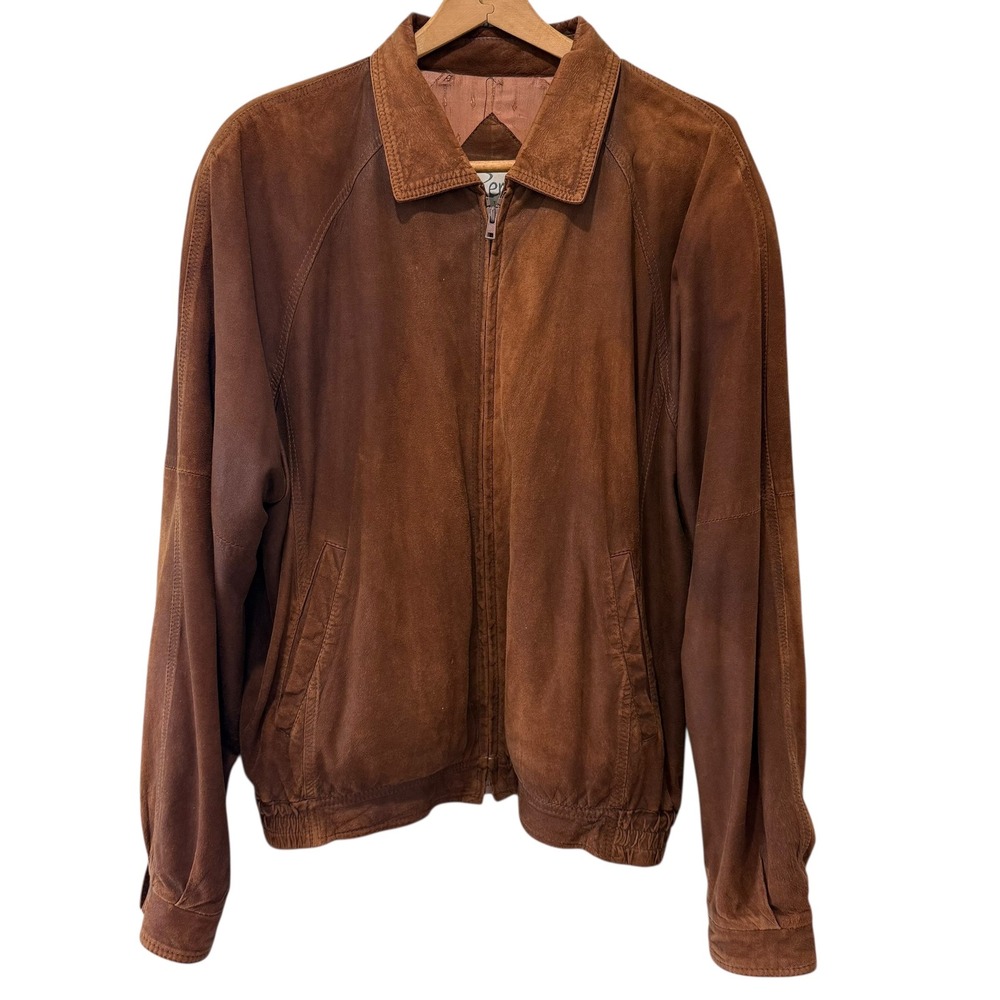 Vintage‎ Remy Leather Men's Brown Suede Bomber Jacket Size 40 Made in USA